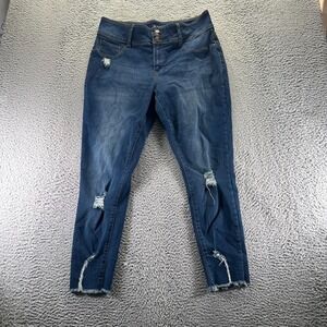 Blue Savvy Jeans Womens 18 Blue Cotton Denim Skinny Leg Faded Stretch Distressed